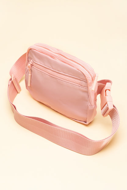 Light Pink Zipped Square Crossbody Bag Trendy - Feminine Chic