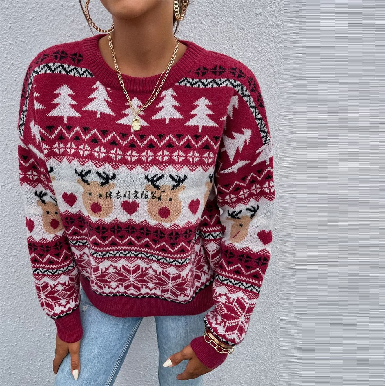 New Winter Clothes Red Christmas Clothes Pullover Holiday Sweater.