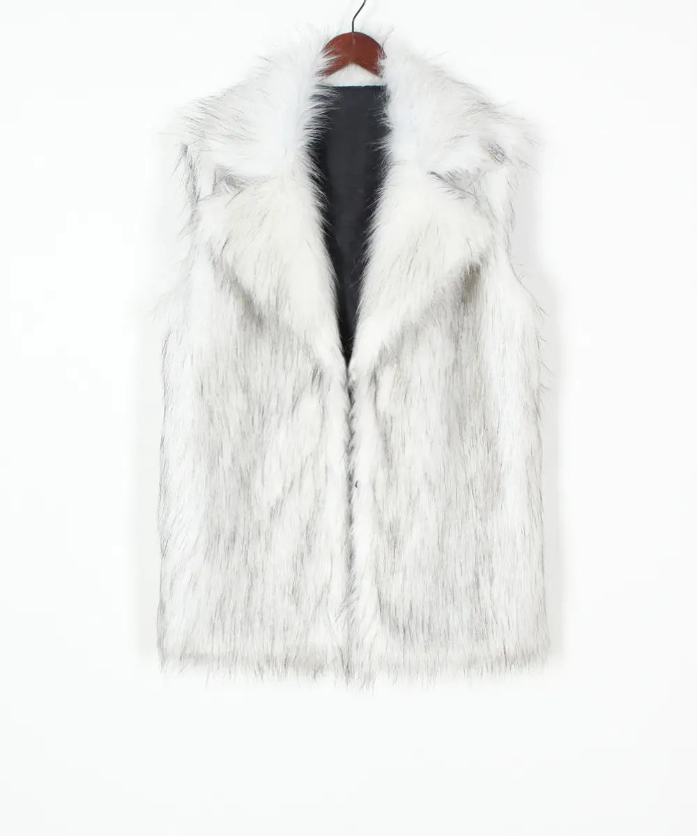 European And American Ladies Imitation Fur Suit Collar Vest