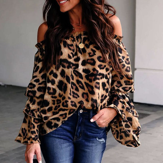 Leopard chiffon shirt.