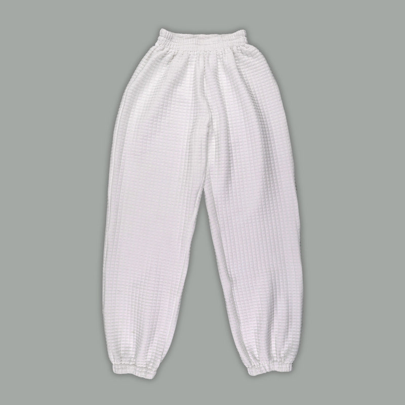 Checked Casual Cotton Trousers And Short-Sleeved Trousers