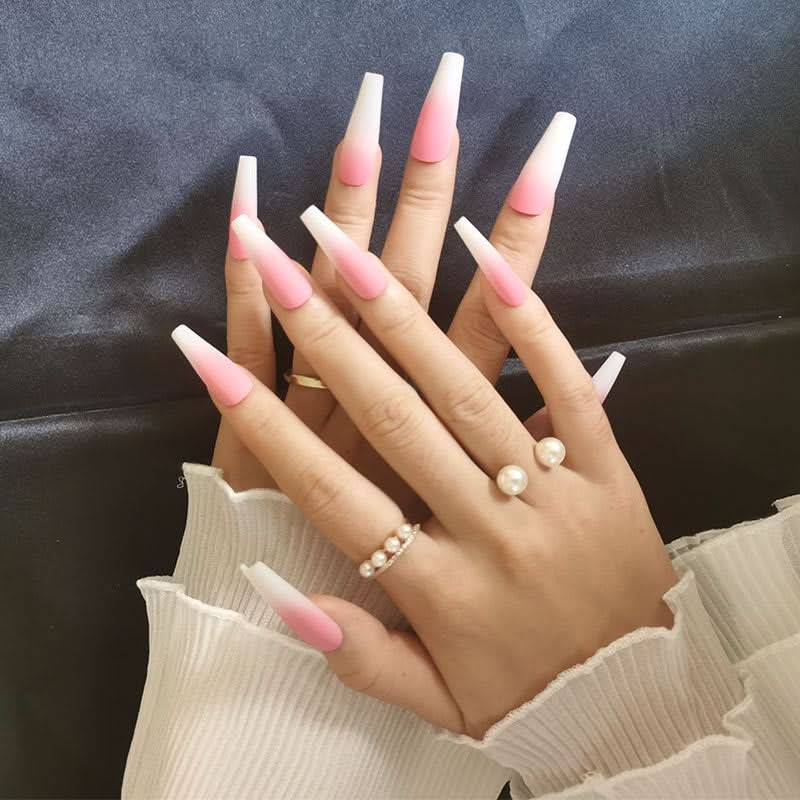 Long Ballet Nails With Flat And Pointed Water Droplets.