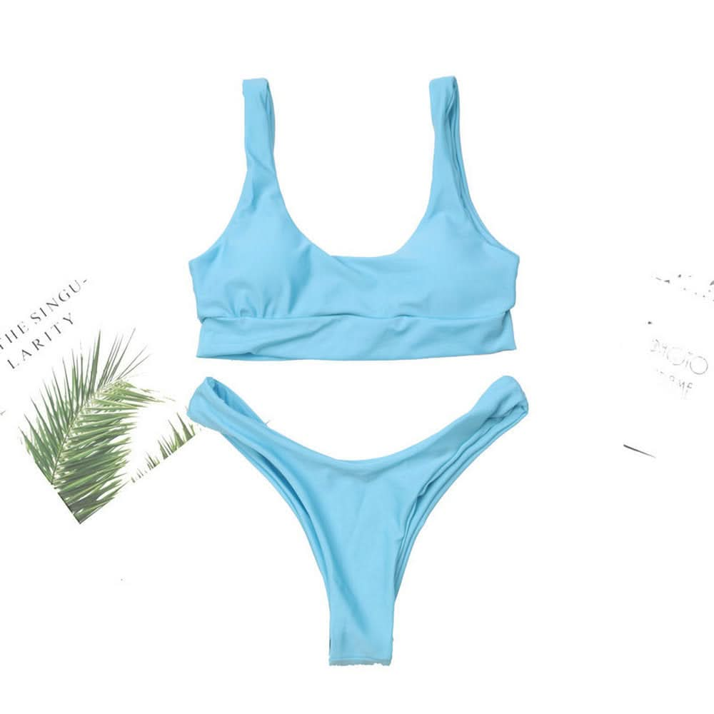 Light blue tropical bikini.