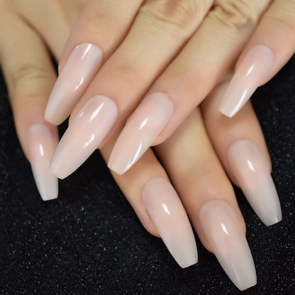 Nude Extra Long UV Gel Cover Glossy Fake Nails