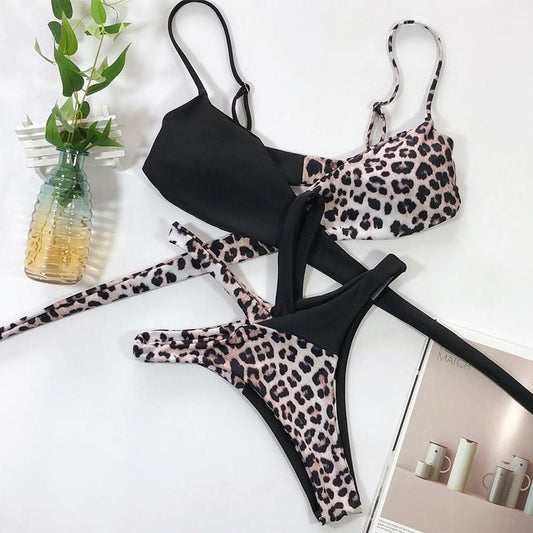 Leopard print bikini.