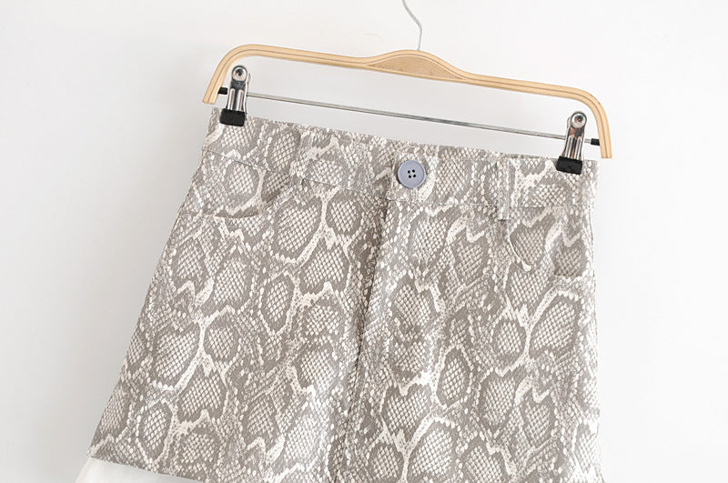 Snake pattern a-line skirt skirt