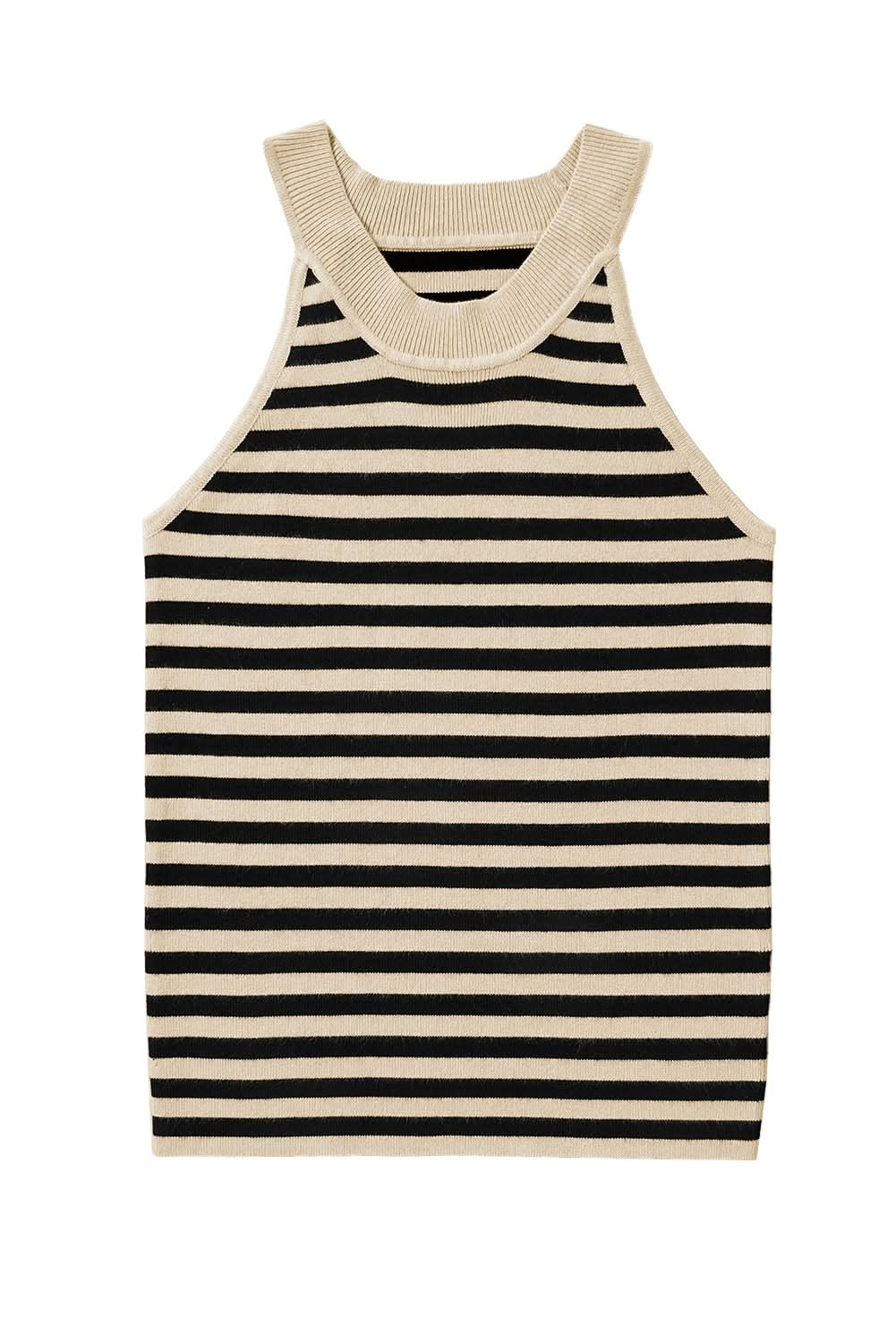 Black Stripe Crew Neck Slim Fit Sweater Vest.