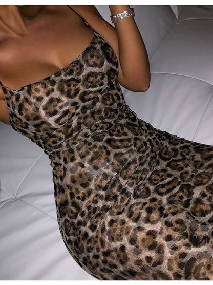 Leopard print camisole dress.