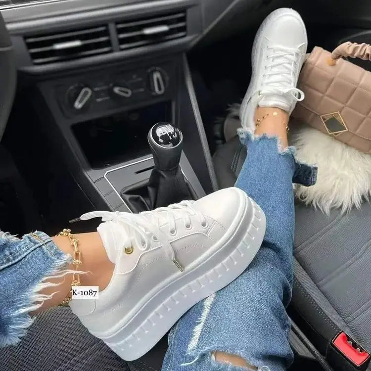 Chunky Heel Shoes Ankle Boots Lace-up Sneakers