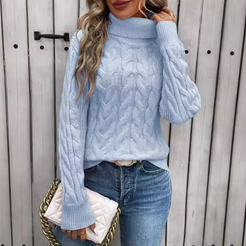 Women's Cable-knit Turtleneck Sweater.