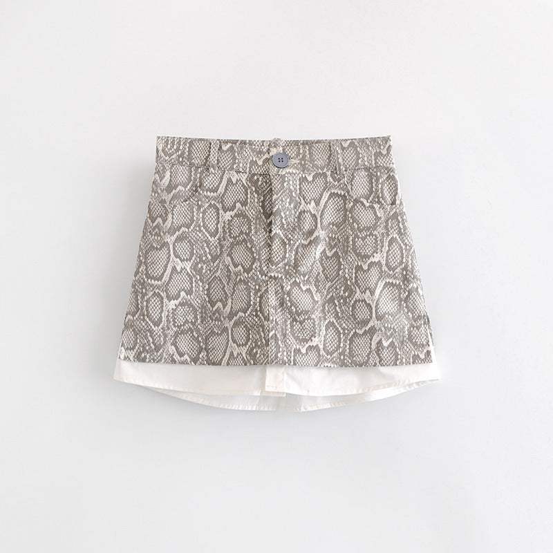 Snake pattern a-line skirt skirt