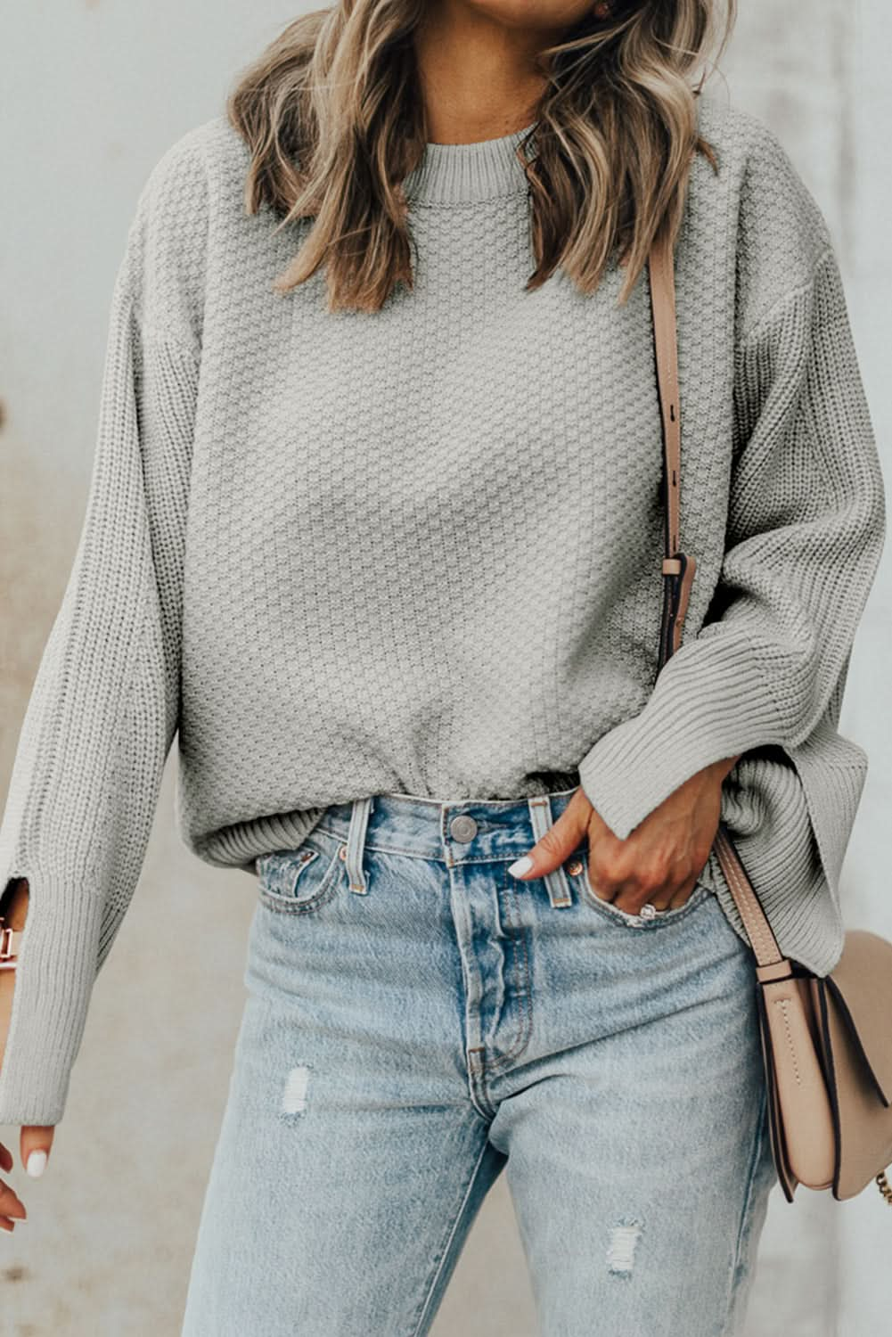 Dark Green Textured Knit Sweater