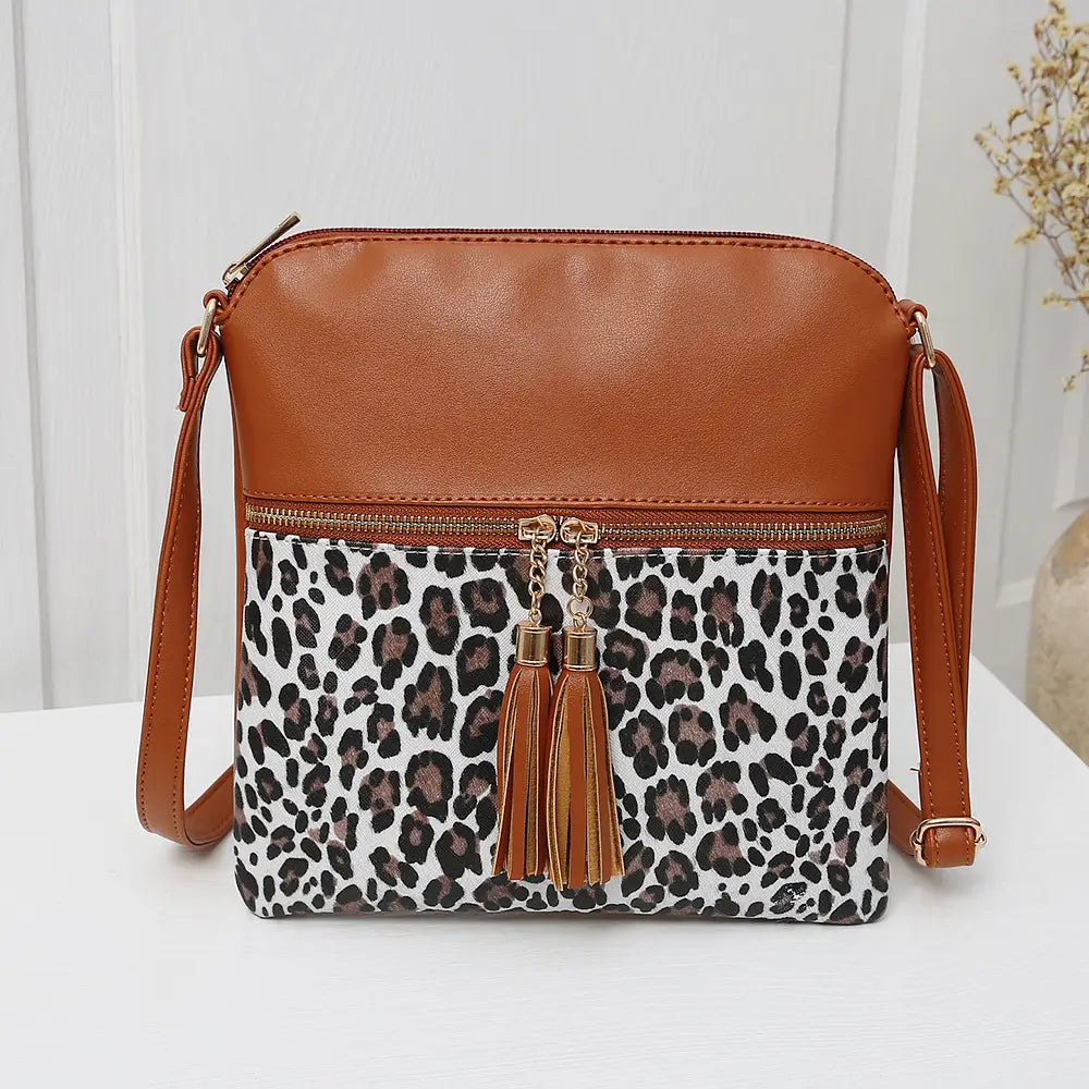 Foreign Trade New Hit Color Leopard Print Tassel Bag