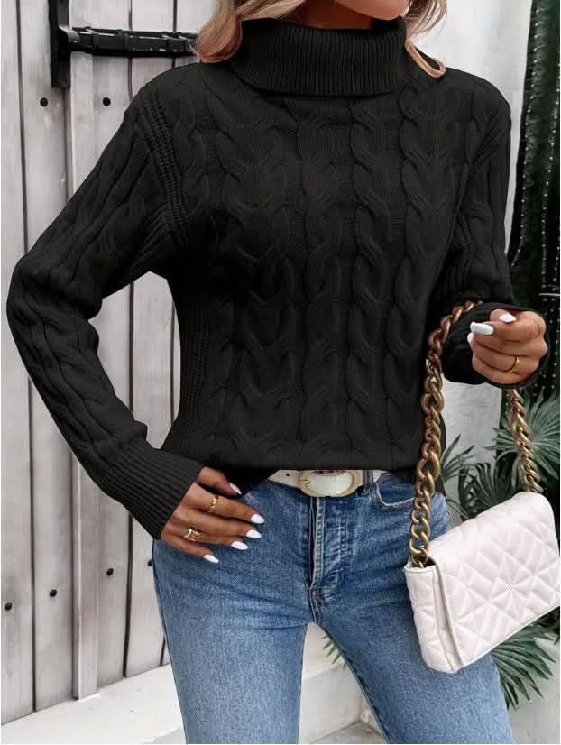 Women's Cable-knit Turtleneck Sweater.