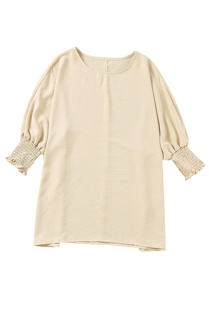 Casual Shirred Cuffs Half Sleeve Blouse