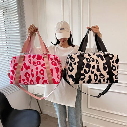 Women Travel Duffel Bag Cow Pattern Handbag.