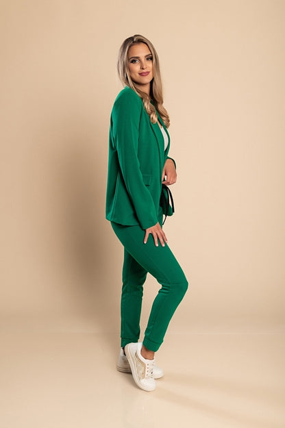 Elegant monochrome pantsuit Estrena, Light Green