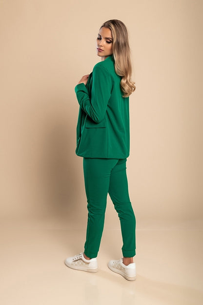 Elegant monochrome pantsuit Estrena, Light Green