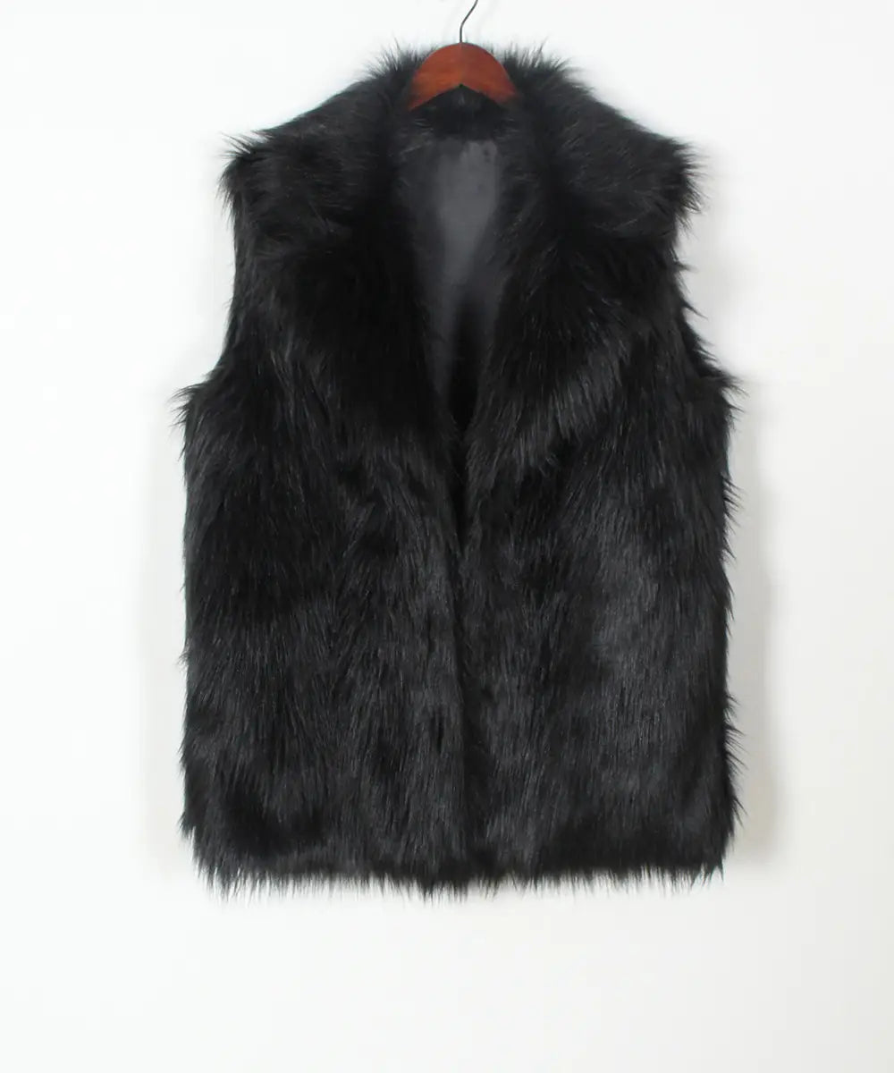 European And American Ladies Imitation Fur Suit Collar Vest