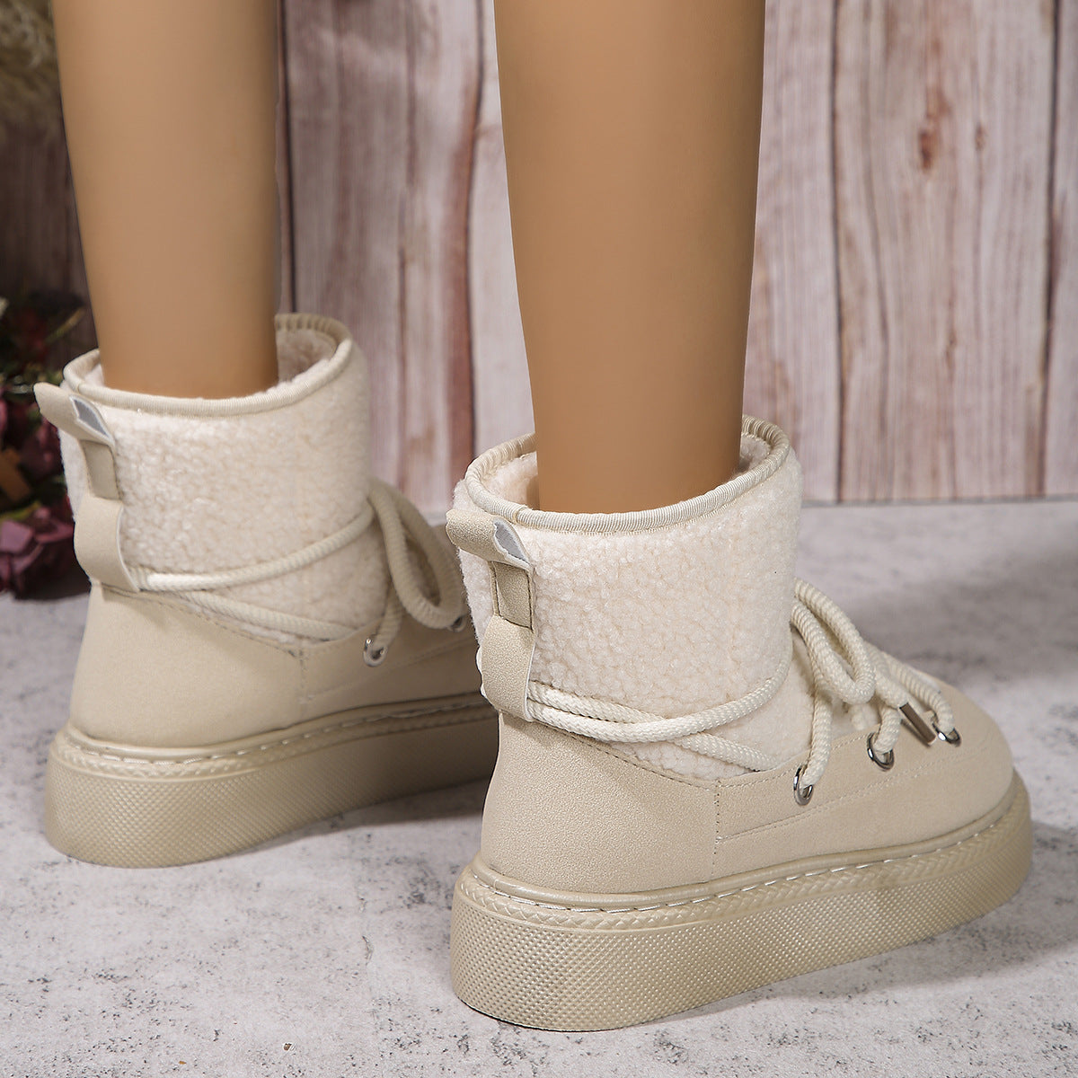 Fashion Lace-up Snow Boots Winter Height-enhancing Cotton Shoes