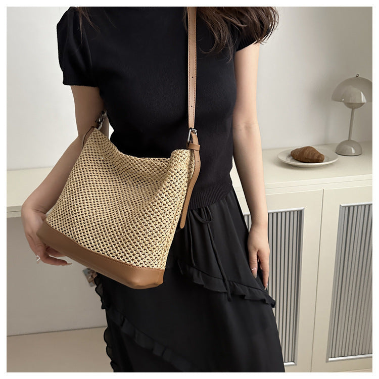 Large Capacity Summer Seaside Vacation Beach Woven Straw Bag