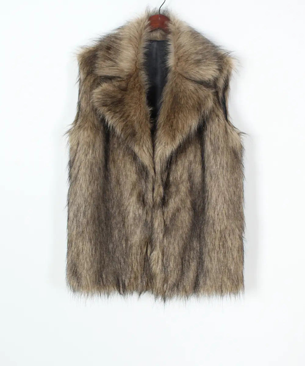 European And American Ladies Imitation Fur Suit Collar Vest