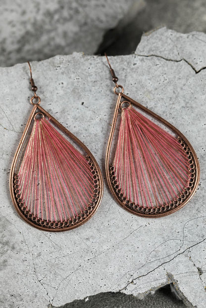 3 Pairs Boho Floral Tasseled Geometric Dangle Earrings Set.