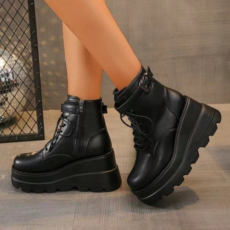 Wedge Black Slimming Martin Booties