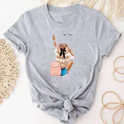 Women's Coffee Cartoon Printed Clothing Top.