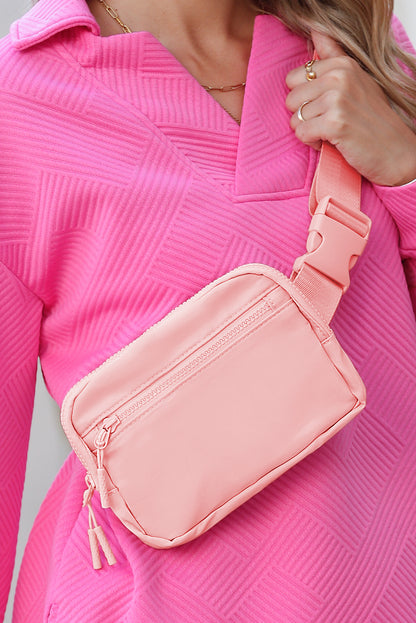 Light Pink Zipped Square Crossbody Bag Trendy - Feminine Chic