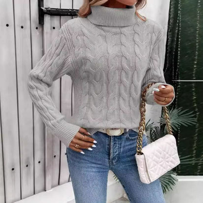 Women's Cable-knit Turtleneck Sweater.