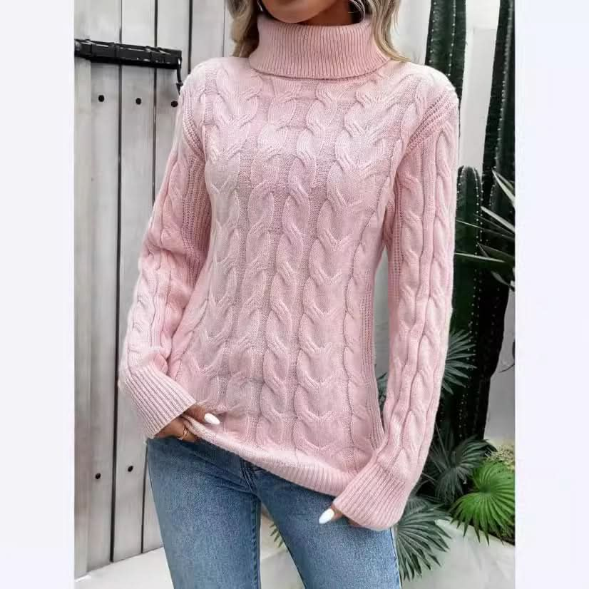 Women's Cable-knit Turtleneck Sweater.