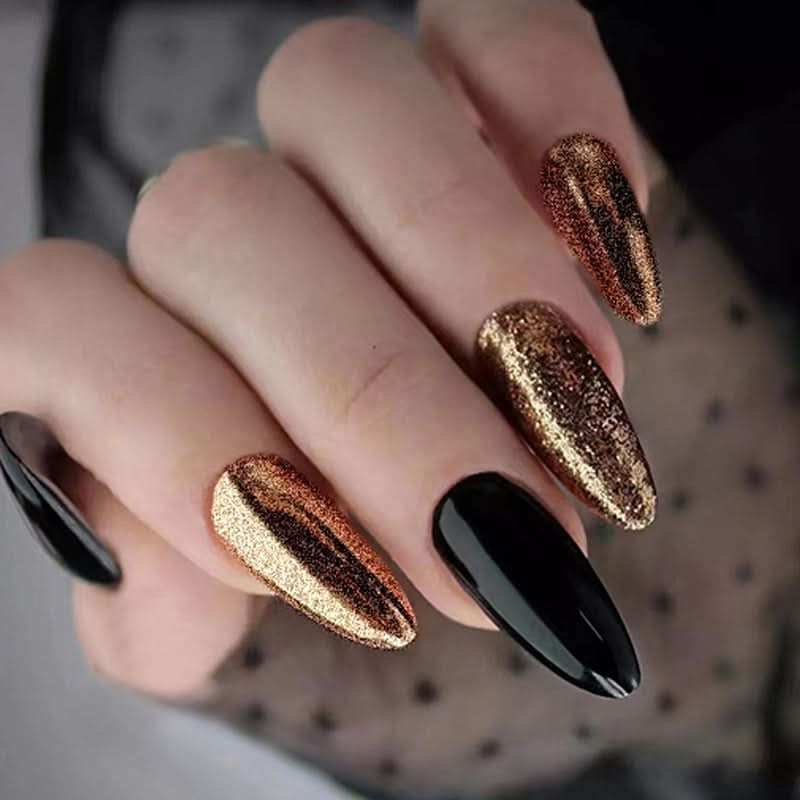 Flash Black Gold European And American Nails.