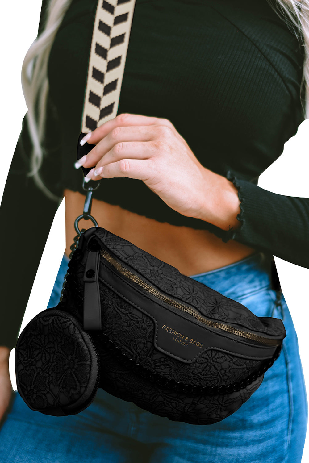 Black Strap Crossbody Bag Trendy