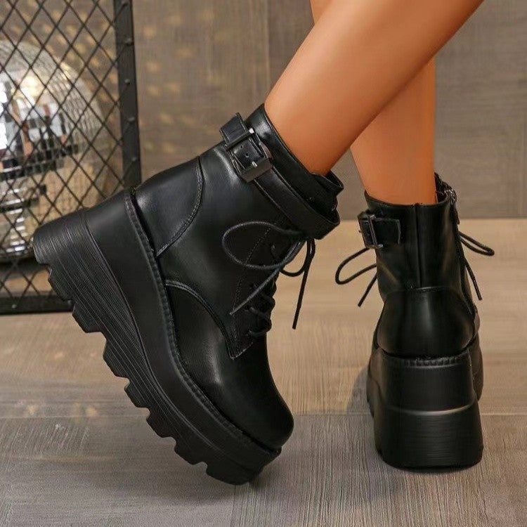 Wedge Black Slimming Martin Booties