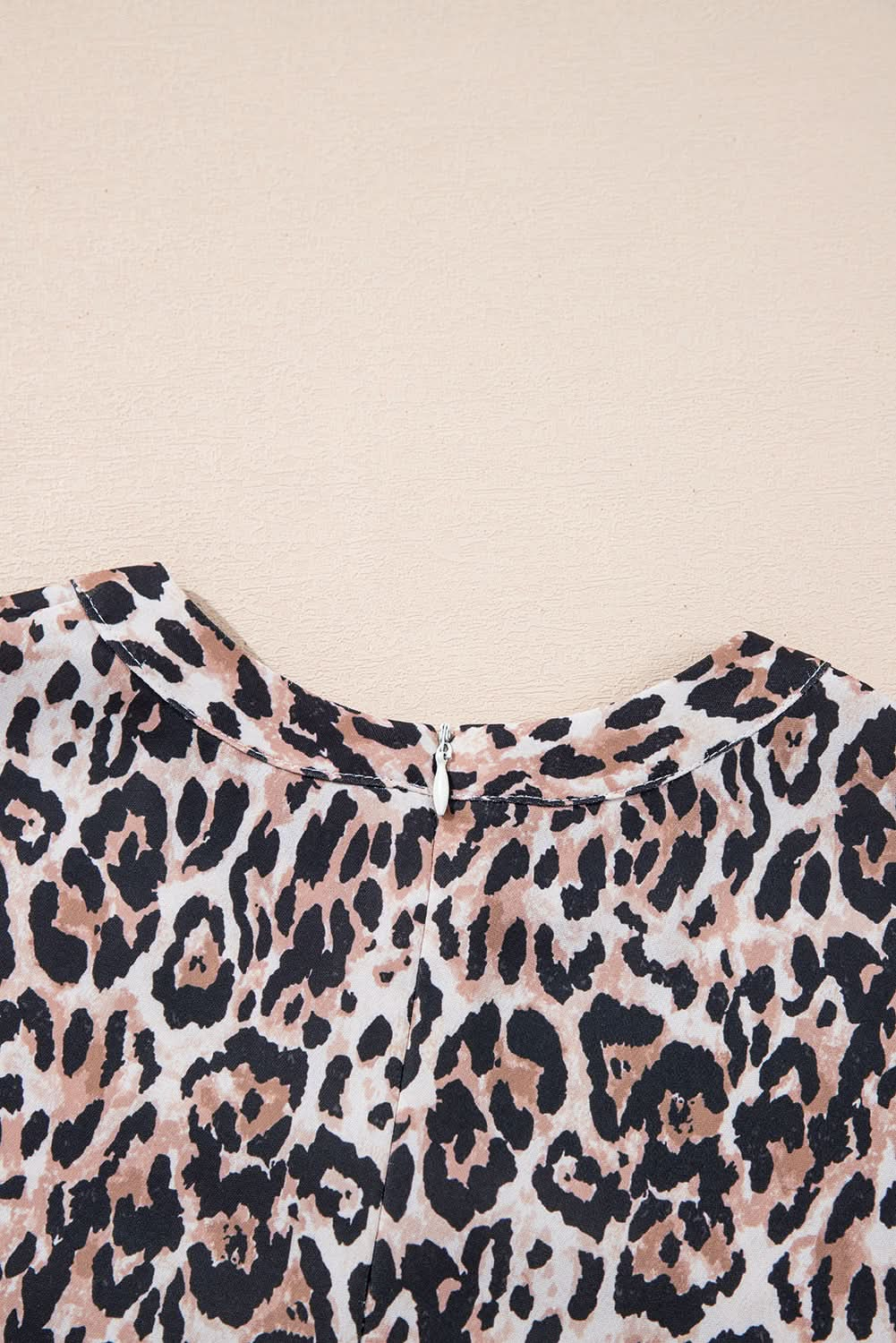 Brown Leopard Print Short Sleeve Pocket Mini Dress.