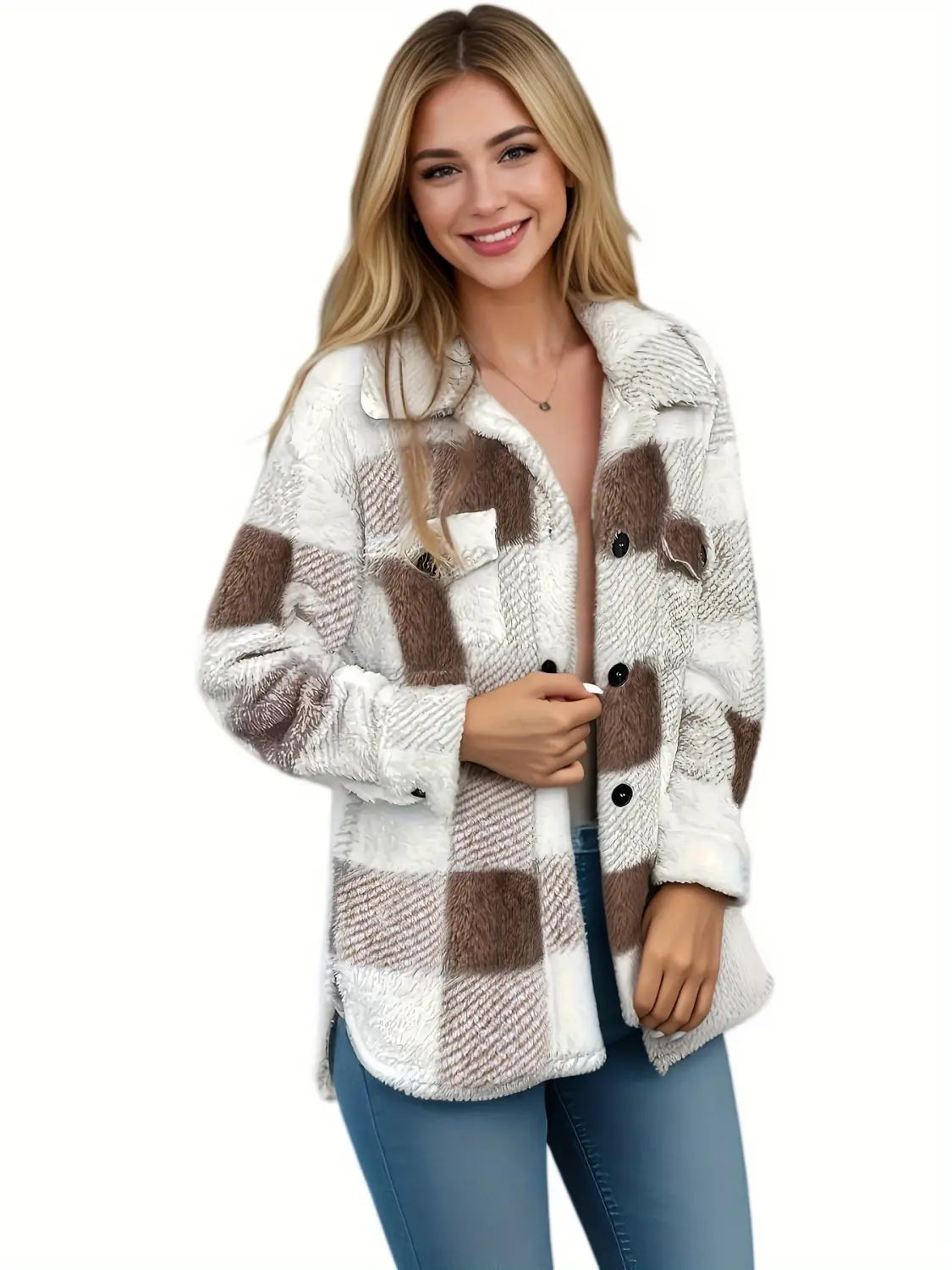 Colored Mosaic Rag Button Coat For Women Warmth Retention Material