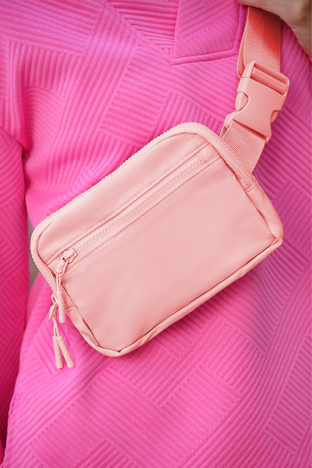 Light Pink Zipped Square Crossbody Bag Trendy - Feminine Chic