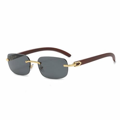 Wooden Grain Mirror Leg Metallic Sunglasses Fashion Men's And Women's