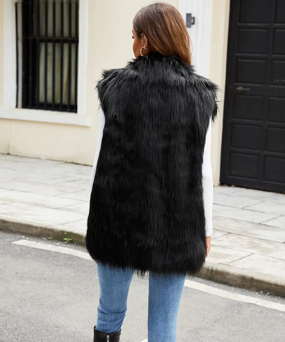 European And American Ladies Imitation Fur Suit Collar Vest