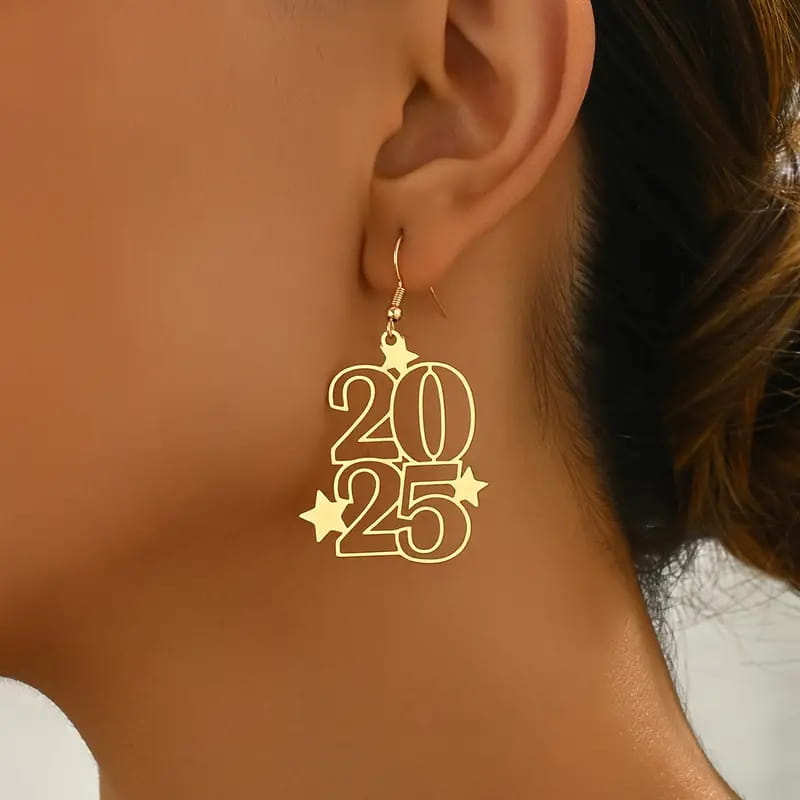 New Creative Gloden Number 2025 Dangle Earrings