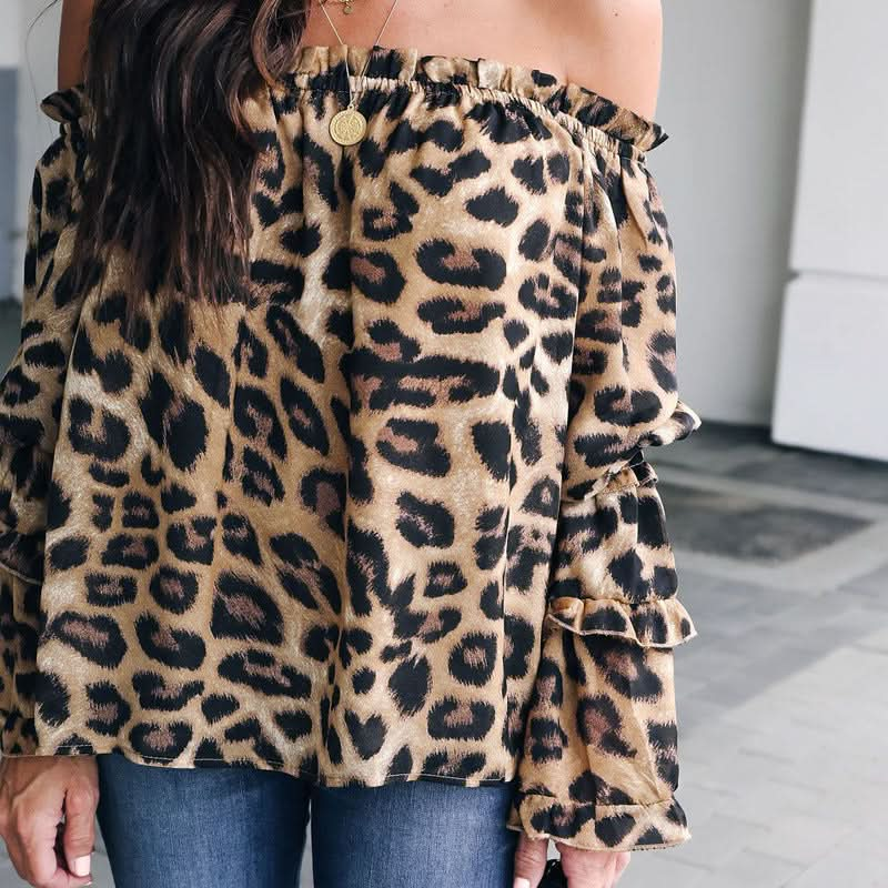 Leopard chiffon shirt.