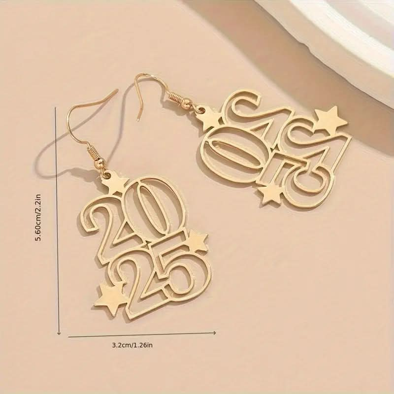 New Creative Gloden Number 2025 Dangle Earrings.