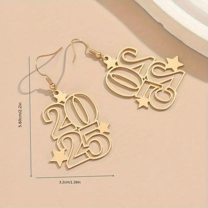 New Creative Gloden Number 2025 Dangle Earrings.