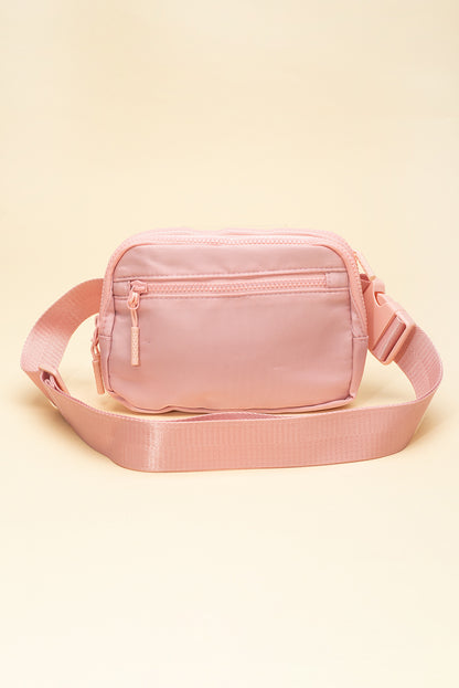 Light Pink Zipped Square Crossbody Bag Trendy - Feminine Chic