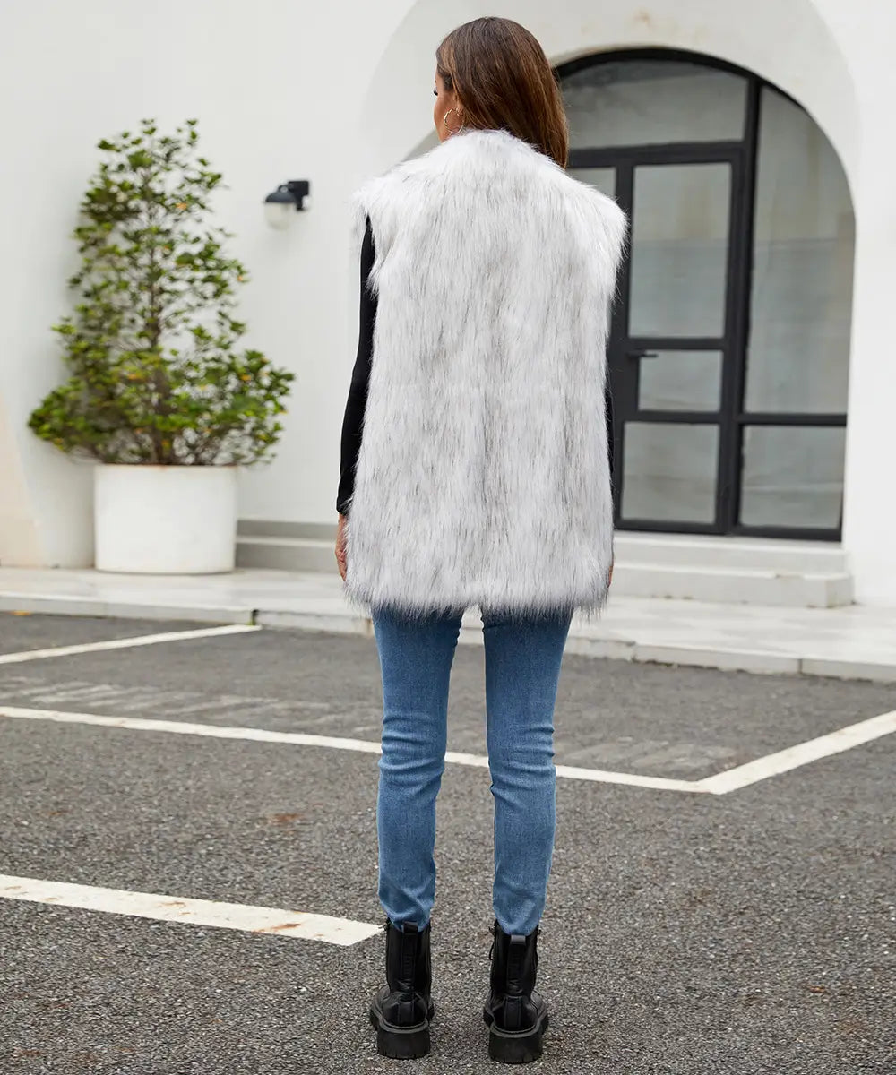 European And American Ladies Imitation Fur Suit Collar Vest