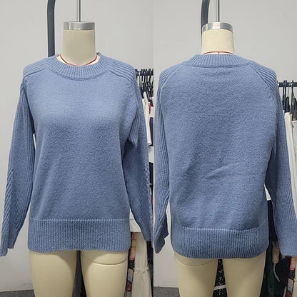 European Milk Blue Bedford Cord Sweater