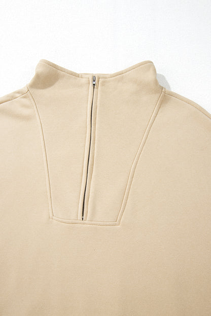 Zip-up Stand Neck Kangaroo Pocket Hoodie