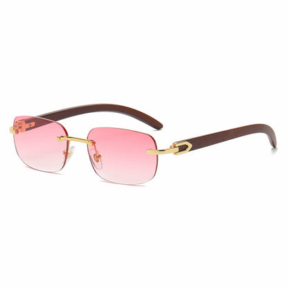 Wooden Grain Mirror Leg Metallic Sunglasses Fashion Men's And Women's