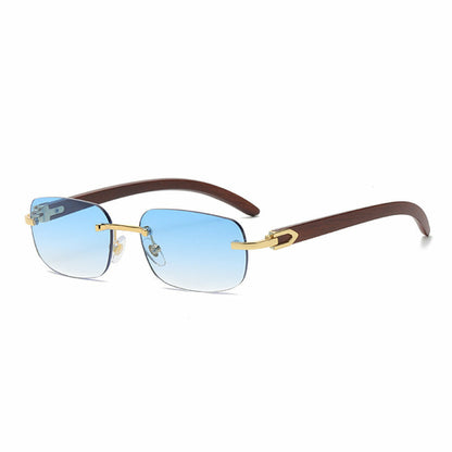 Wooden Grain Mirror Leg Metallic Sunglasses Fashion Men's And Women's